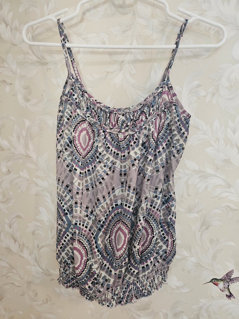 FANG Multi Color Geometric Print Adjustable Spaghetti-Strap Camisole